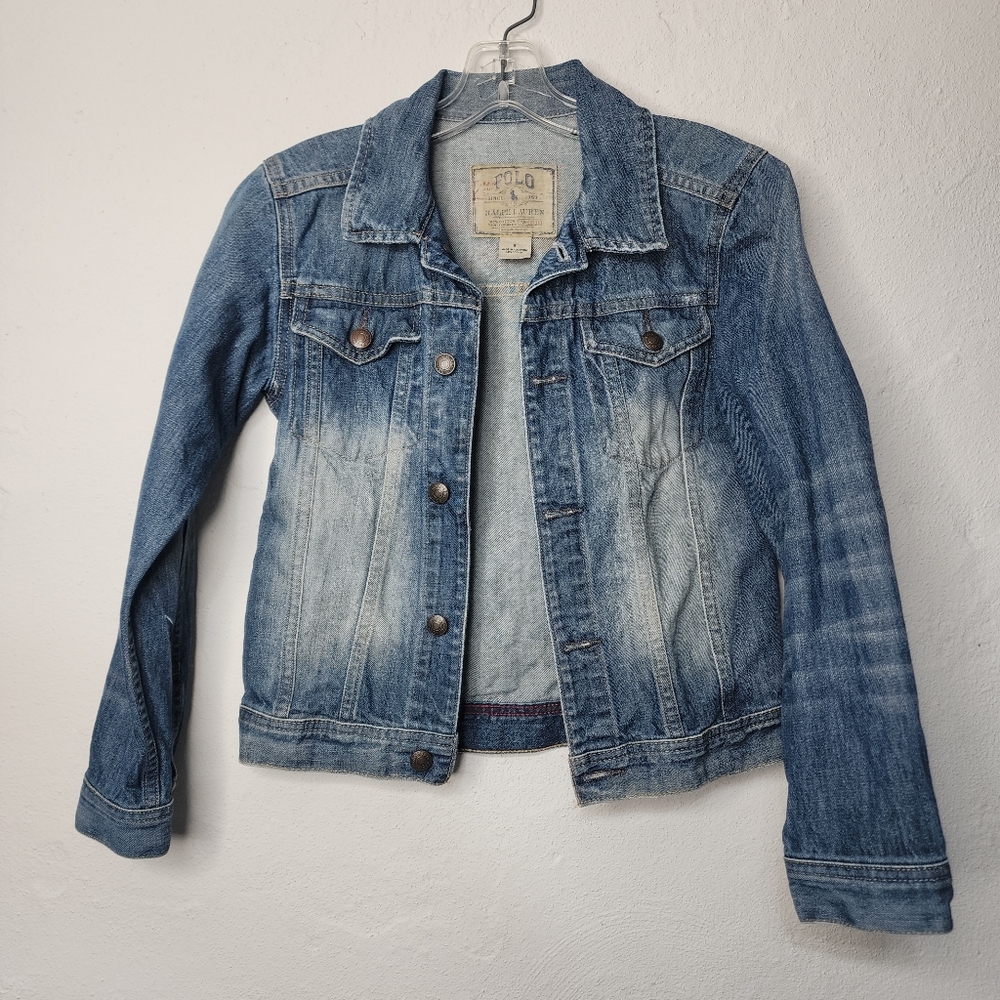 Polo Ralph Lauren Y2K Girls Denim Jacket Size 8 100%‎ Cotton